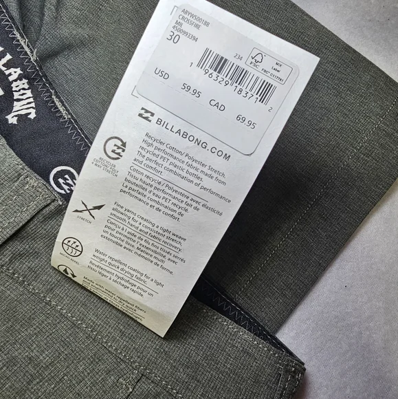 Men’s Billabong Crossfire Submersibles Board Shorts Olive Green Size 30 - Picture 8 of 10